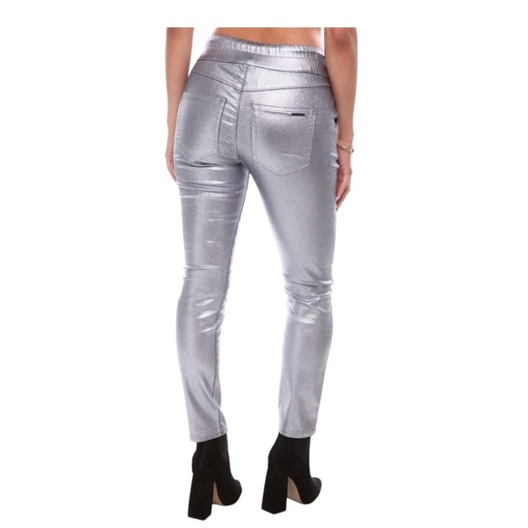 JUICY COUTURE easy skinny coated pants in silver, Size 2, 6, 14 NWT - Picture 2 of 16